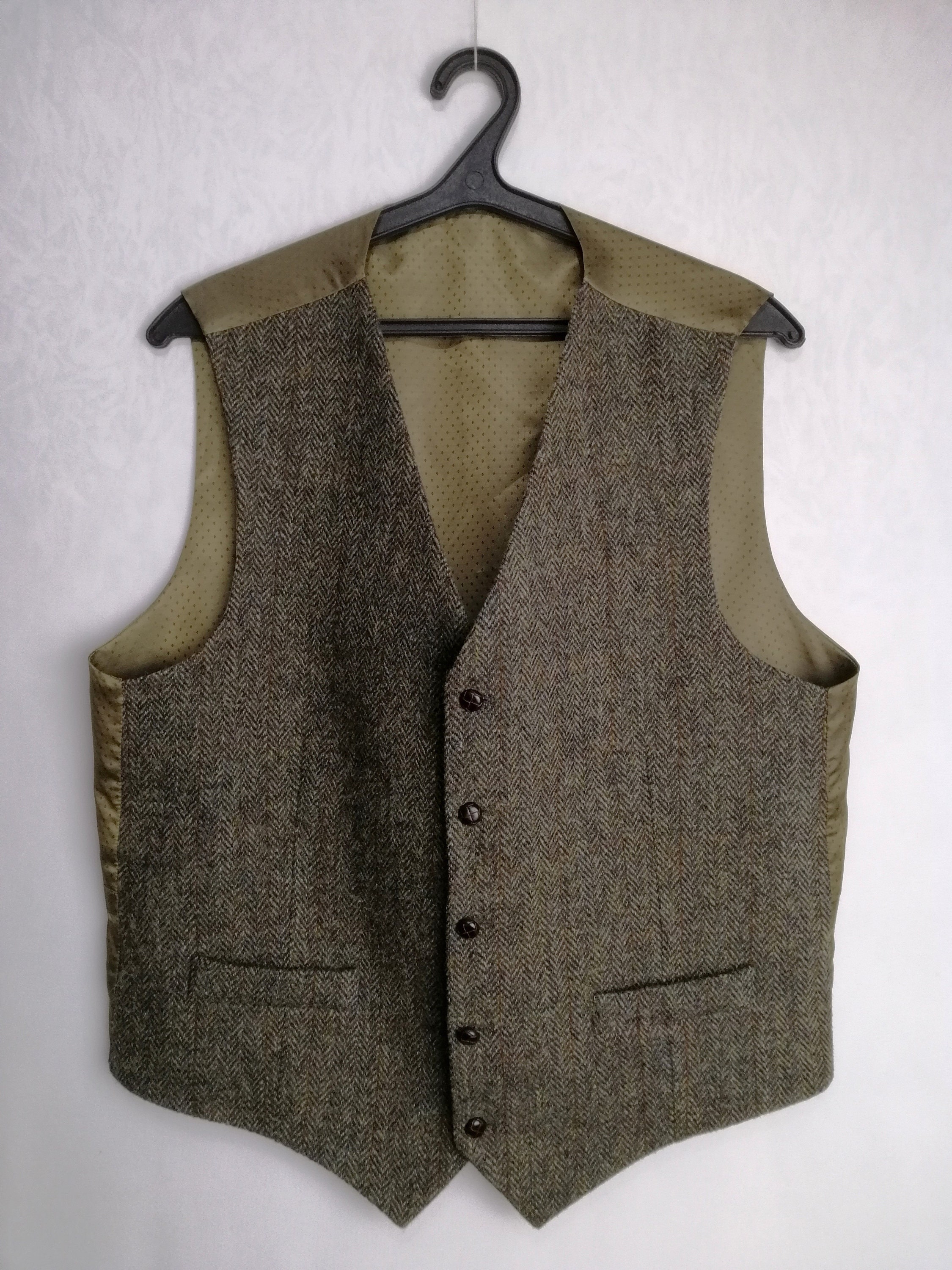 【5％OFF】 HARRIS TWEED Jacket Tweed Sleeveless Mens 90s Vest, Wool トップス