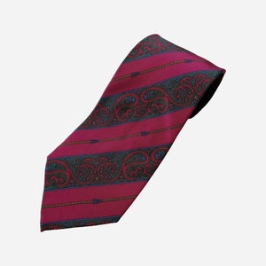 BRUNO PIATTELLI Vintage Paisley Silk Necktie 80s Italian Striped Pure Silk Wedding Tie For Men Gift For Him