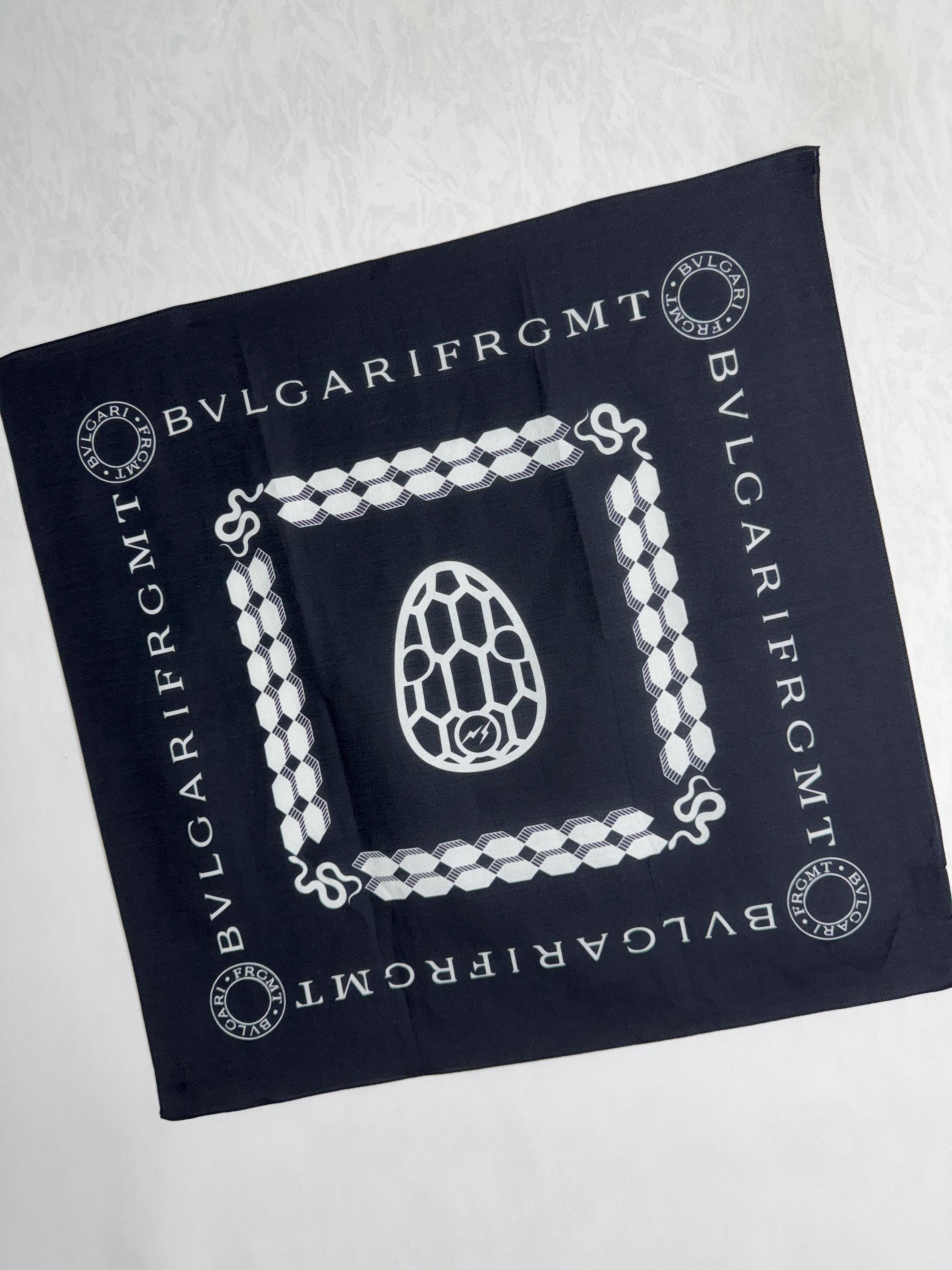 BVLGARI Monogram Bandana Scarf, Authentic Bulgari Square Scarf