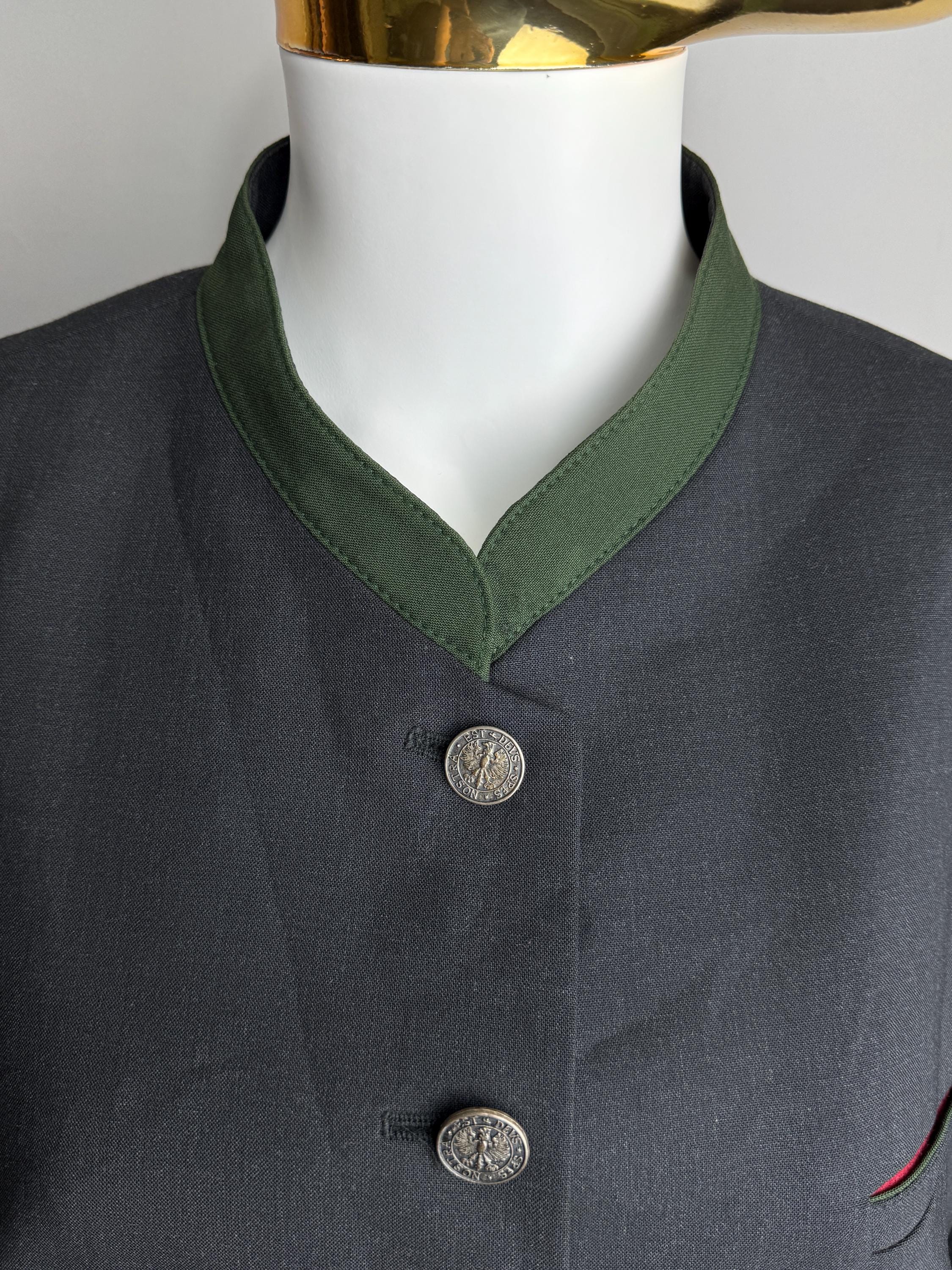 Veste En Laine D'Autriche Style Western Dirndl - Taille 38 (S) Bleue - Occasion Très Bon État