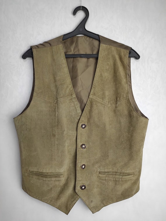 Austrian Suede Vest, Trachten Leather Vest, Men O… - image 1