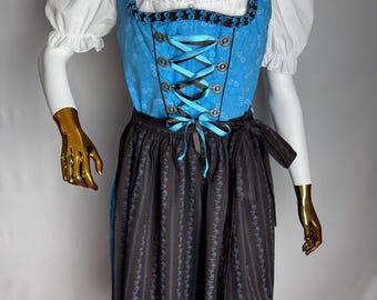 Sleeveless Dirndl Dress, Trachten Austrian Dress, Alpen Bavarian Dirndl, Traditional Oktoberfest Dirndl, German Tyrolean Folk Dress, Size L