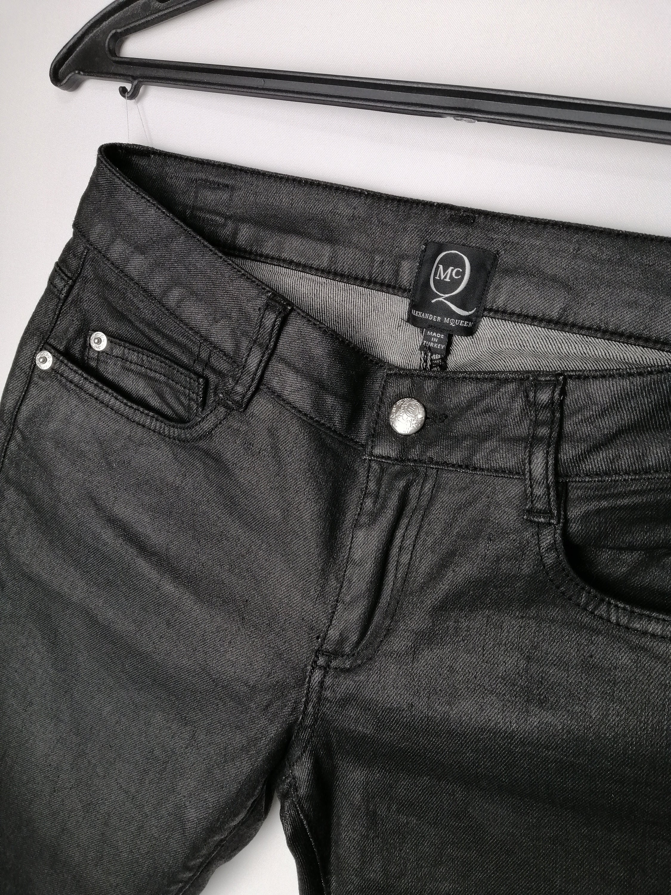 ALEXANDER MCQUEEN Vintage Waxed Jeans Black Wolf Patched