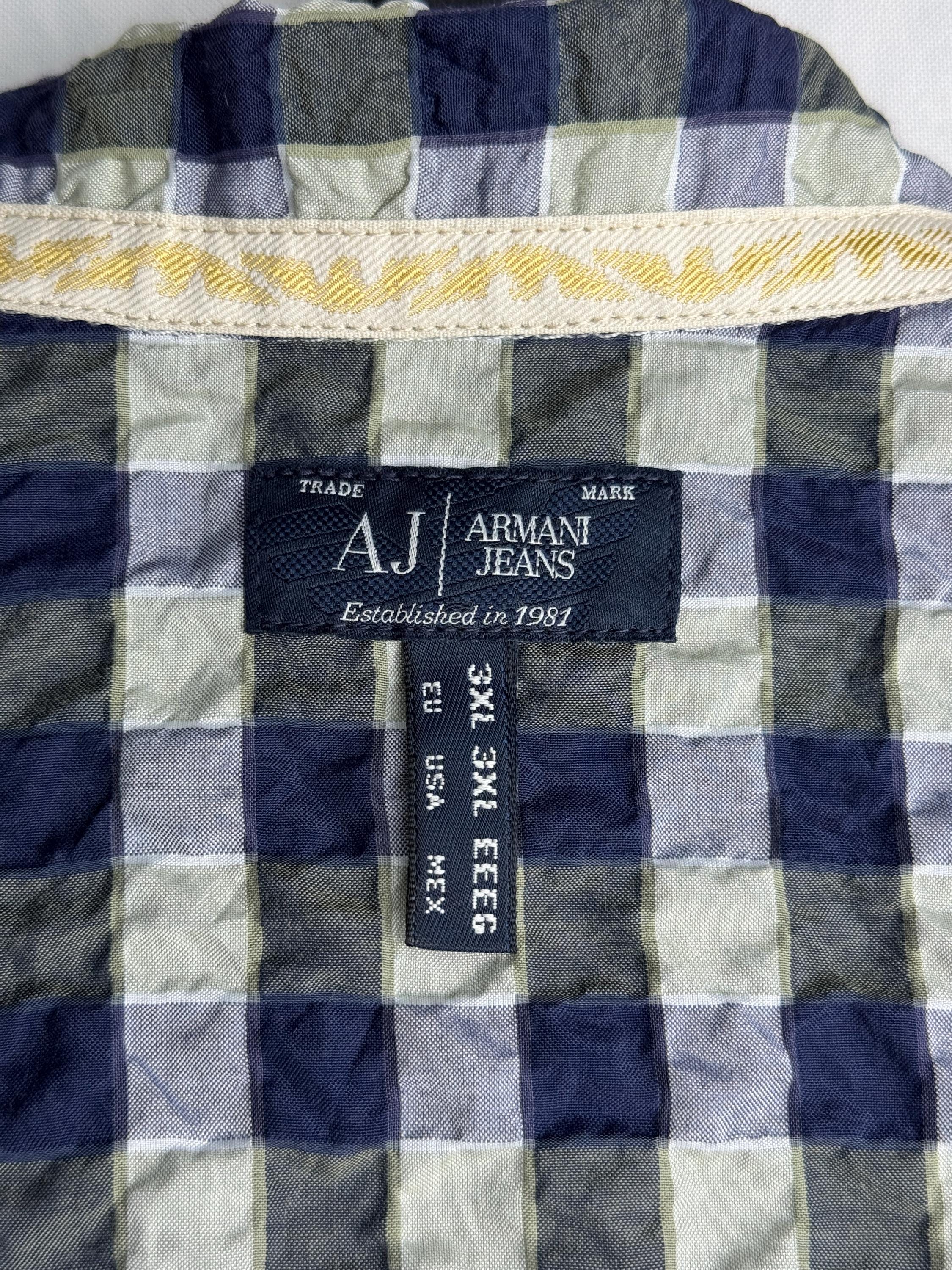 ARMANI JEANS Mens Check Shirt, Y2K Giorgio Armani, Italian