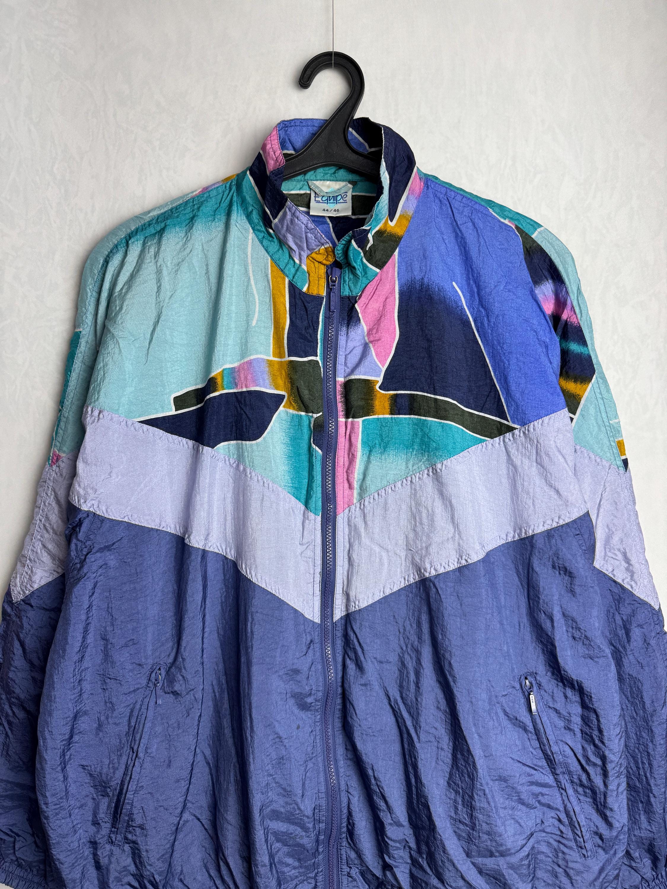 80s Colorblock Unisex Windbreaker, Outdoor Zipped Track Jacket