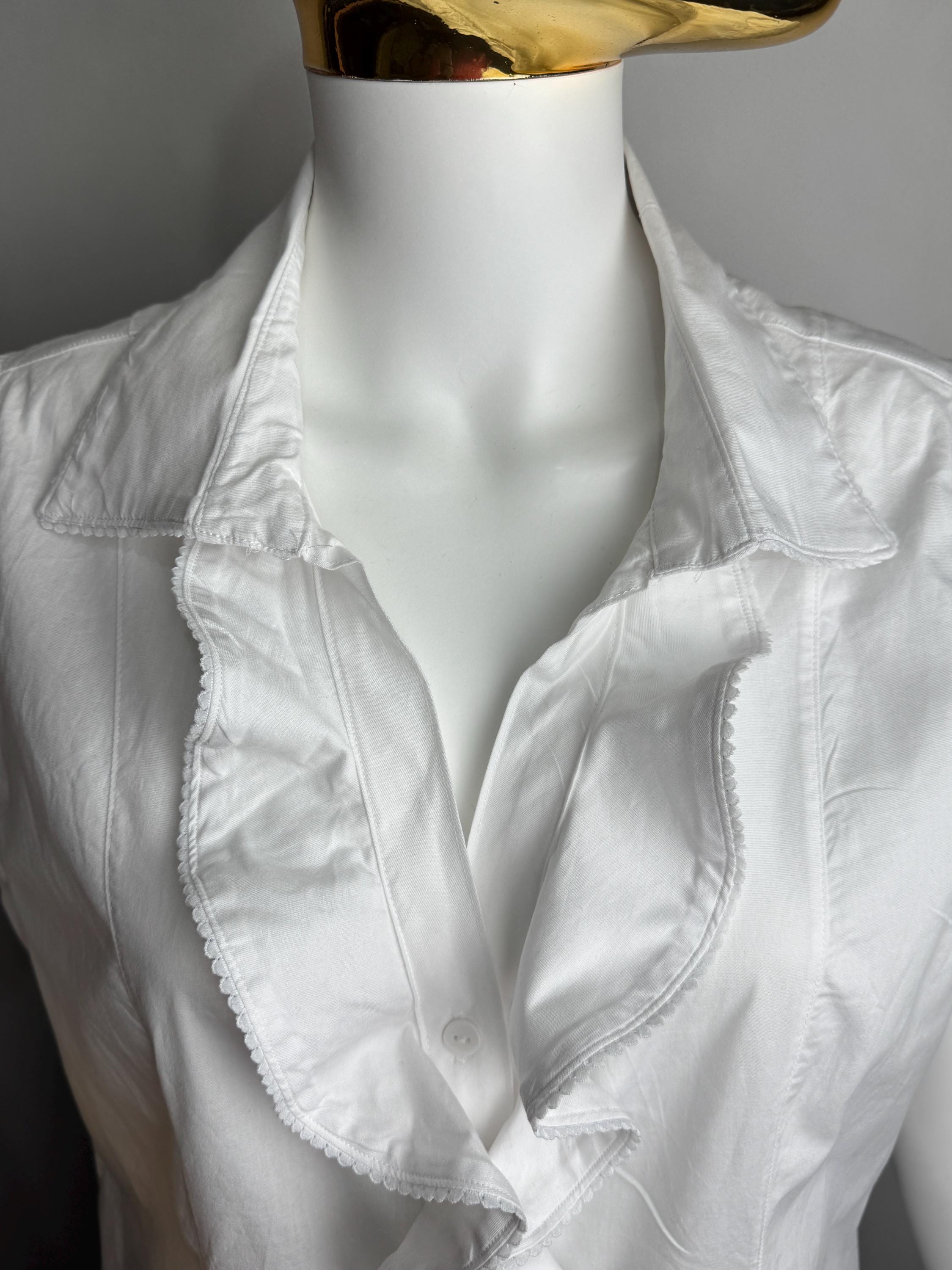 German Ruffles Dirndl Sleeveless Ruffle Blouse, Traditional Austrian Shirt ...