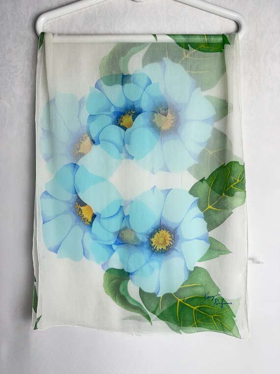 KENZO PARIS Floral Silk Scarf, French Luxury Designer Scarf, Y2K
