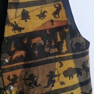 VINTAGE Mockaväst Äkta Läder Western Cowboyväst Unisex Brun Festivalväst bild 6