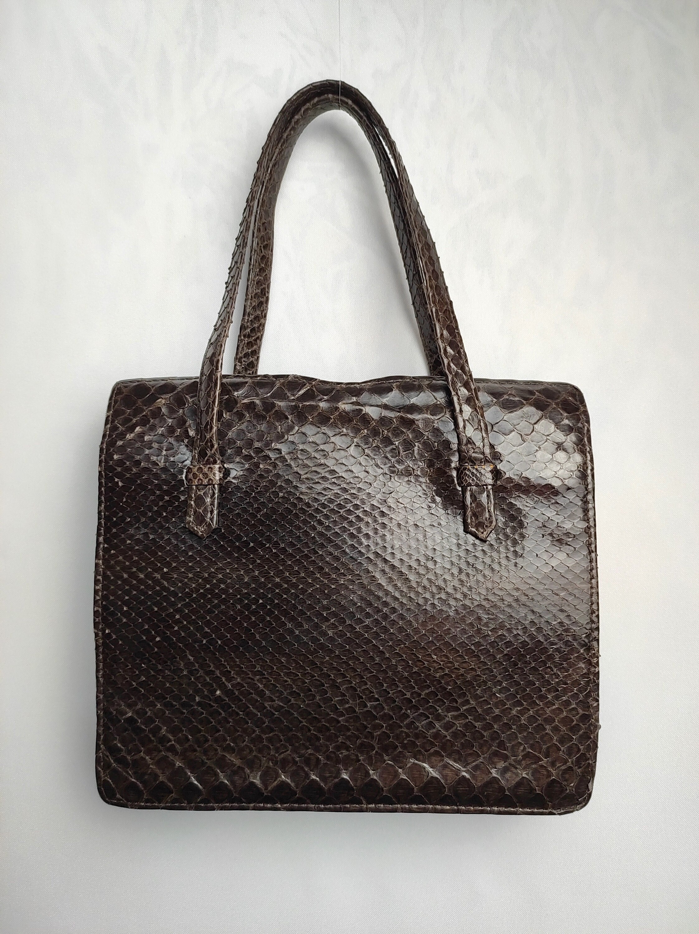 Florence Tote Leather Bag Snake Effect Burgundy