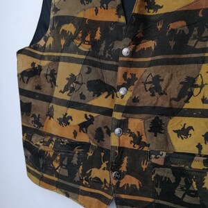 VINTAGE Mockaväst Äkta Läder Western Cowboyväst Unisex Brun Festivalväst bild 3