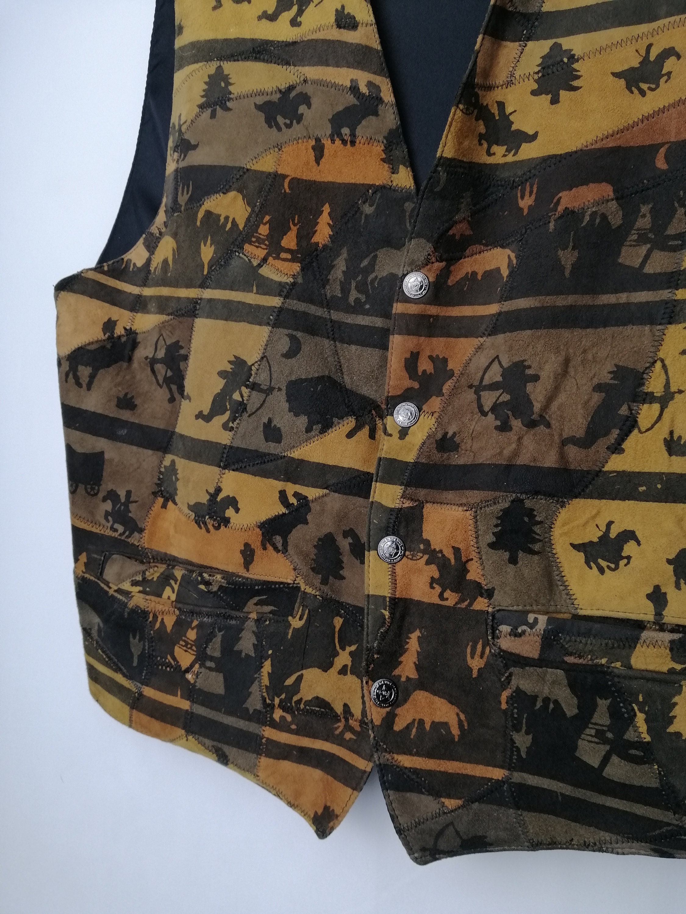 Gilet de Cowboy Marron – Empiècements Simili Cuir & Étoile Shérif