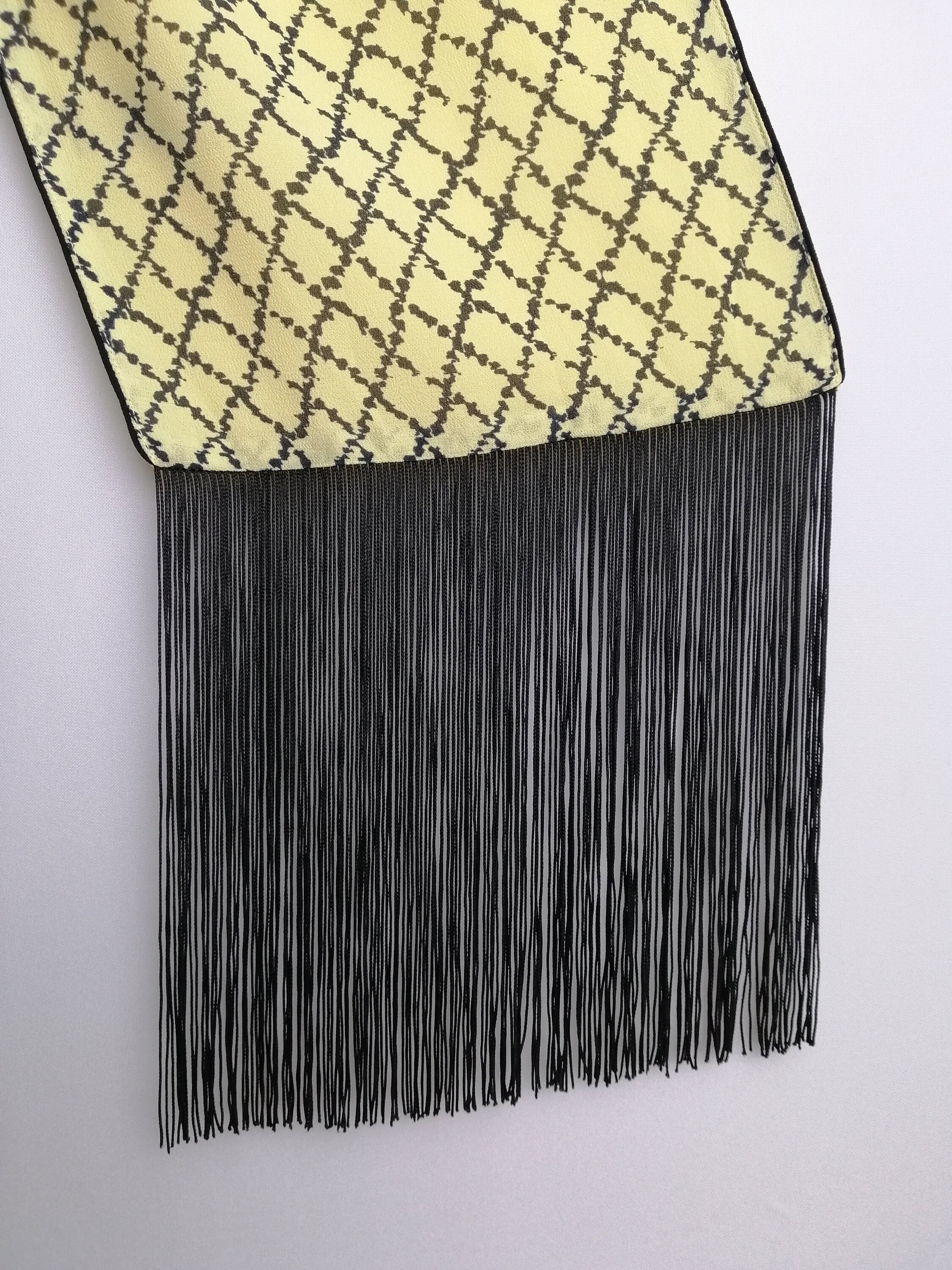 ELISABETTA FRANCHI Vintage Fringed Silk Scarf Italian Luxury ELISABETTA FRANCHI Vintage Fringed Silk Scarf Italian Luxury