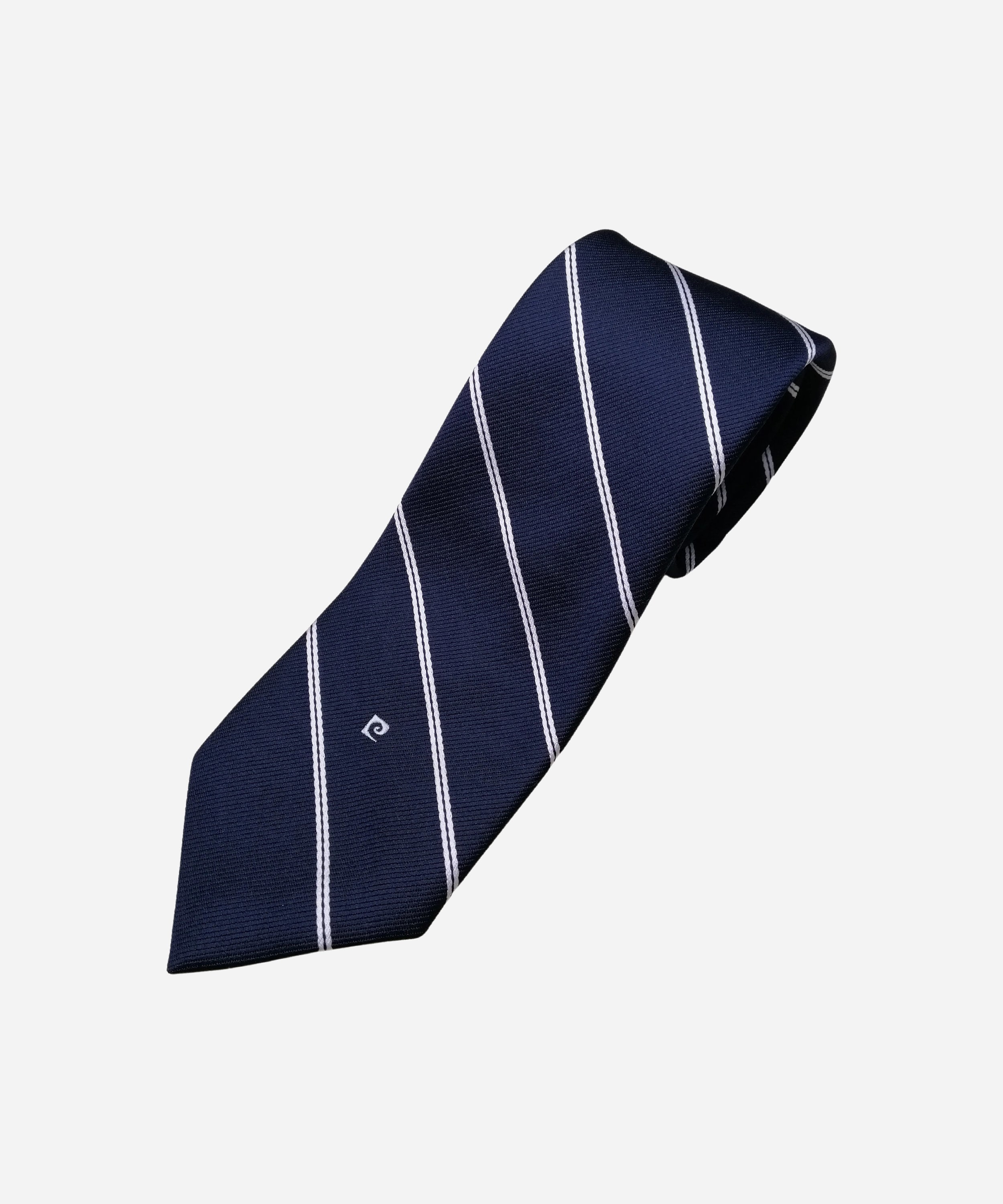 PIERRE CARDIN Striped Tie, 80s French Designer Necktie, Navy Blue Formal Neck Tie, Made In Italy Statement Tie, Classic Suit Accessory Gift