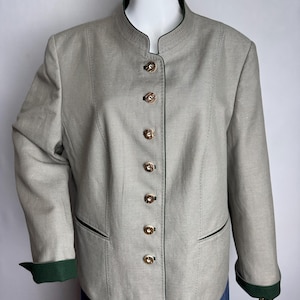 Linen Blend Dirndl Jacket, Oktoberfest Trachten Jacket, Traditional Austrian Blazer, Tyrolean Folk Blazer, German Bavarian Alpen Jacket, XXL