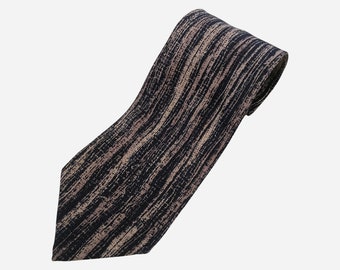 Cravate Etro Milano En Soie 100% - Motif Rayé Jacquard Marine, Kaki, Orange, Bleu, Marron - Occasion