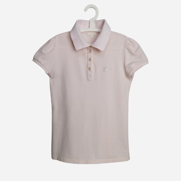 GUCCI Polo Shirt, 10 Years Girl Top, Italian Designer Blouse, Light Pink Cotton Polo, Gucci Monogram Golf Shirt, Authentic Clothing For Kids