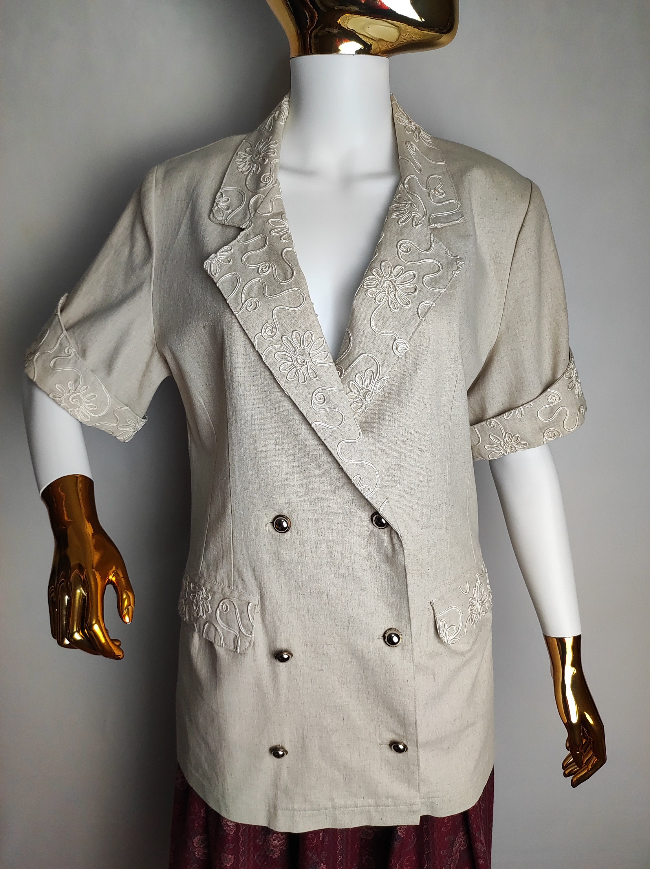 ジャケット・アウター 80s 90s USA linen double-breasted jacket