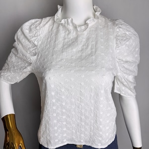 Puff Sleeve Austrian Eyelet Blouse, White Cotton Trachten Top, Oktoberfest Dirndl Blouse, Boho Summer Top, Cottagecore Cutwork Lace Blouse