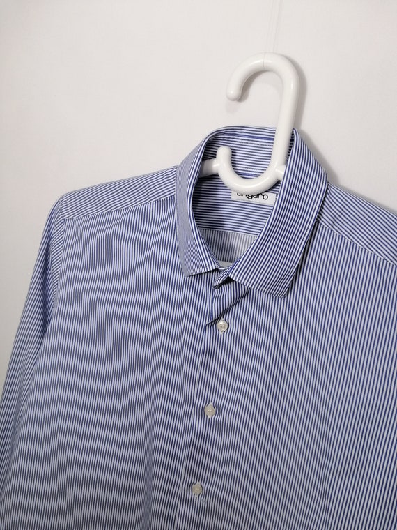 EMANUEL UNGARO Mens Shirt Blue White Striped Cott… - image 6