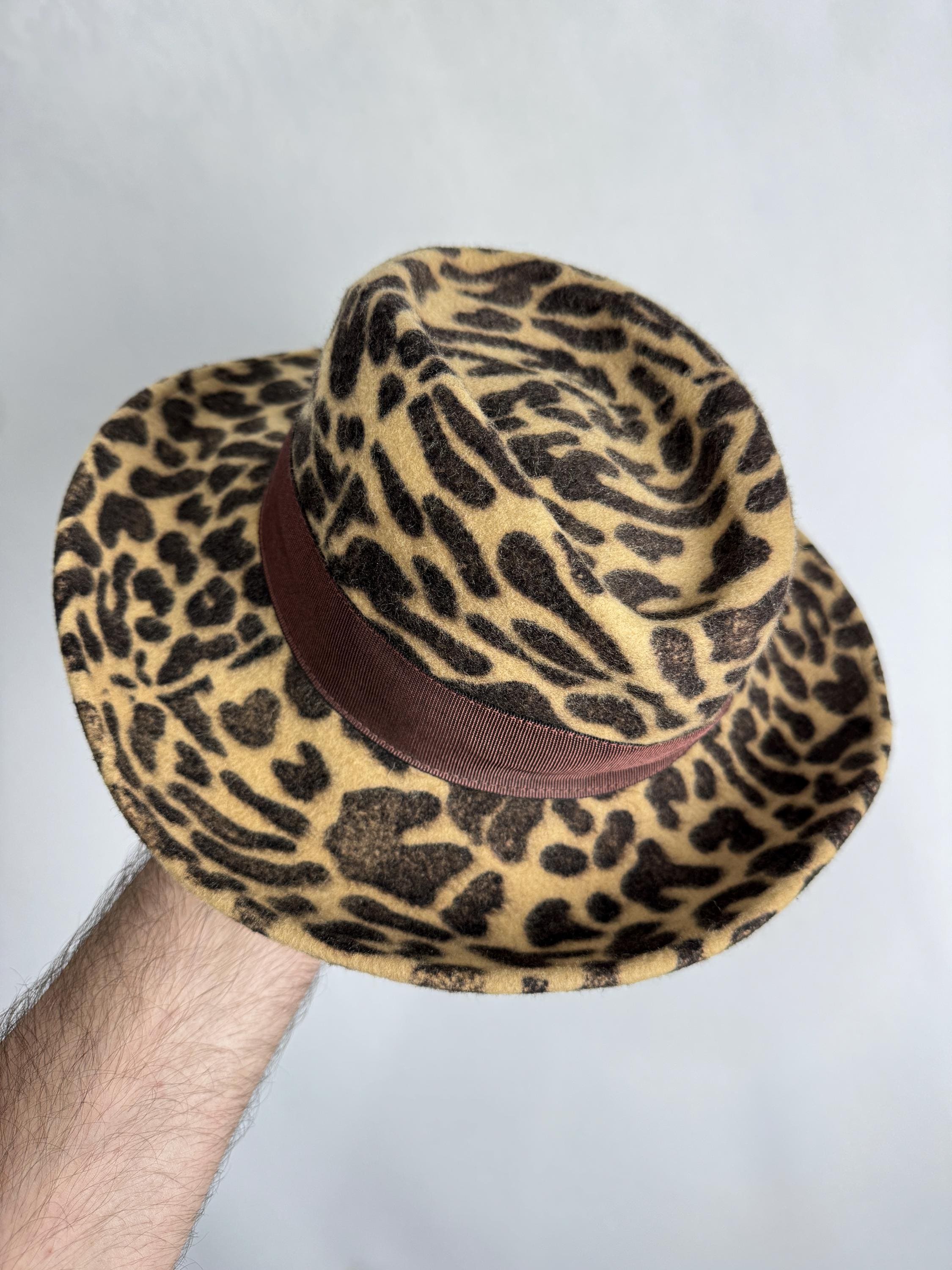 Leopard Print Fedora Hat, Animal Print Vintage Hat, Womens  display picture 3