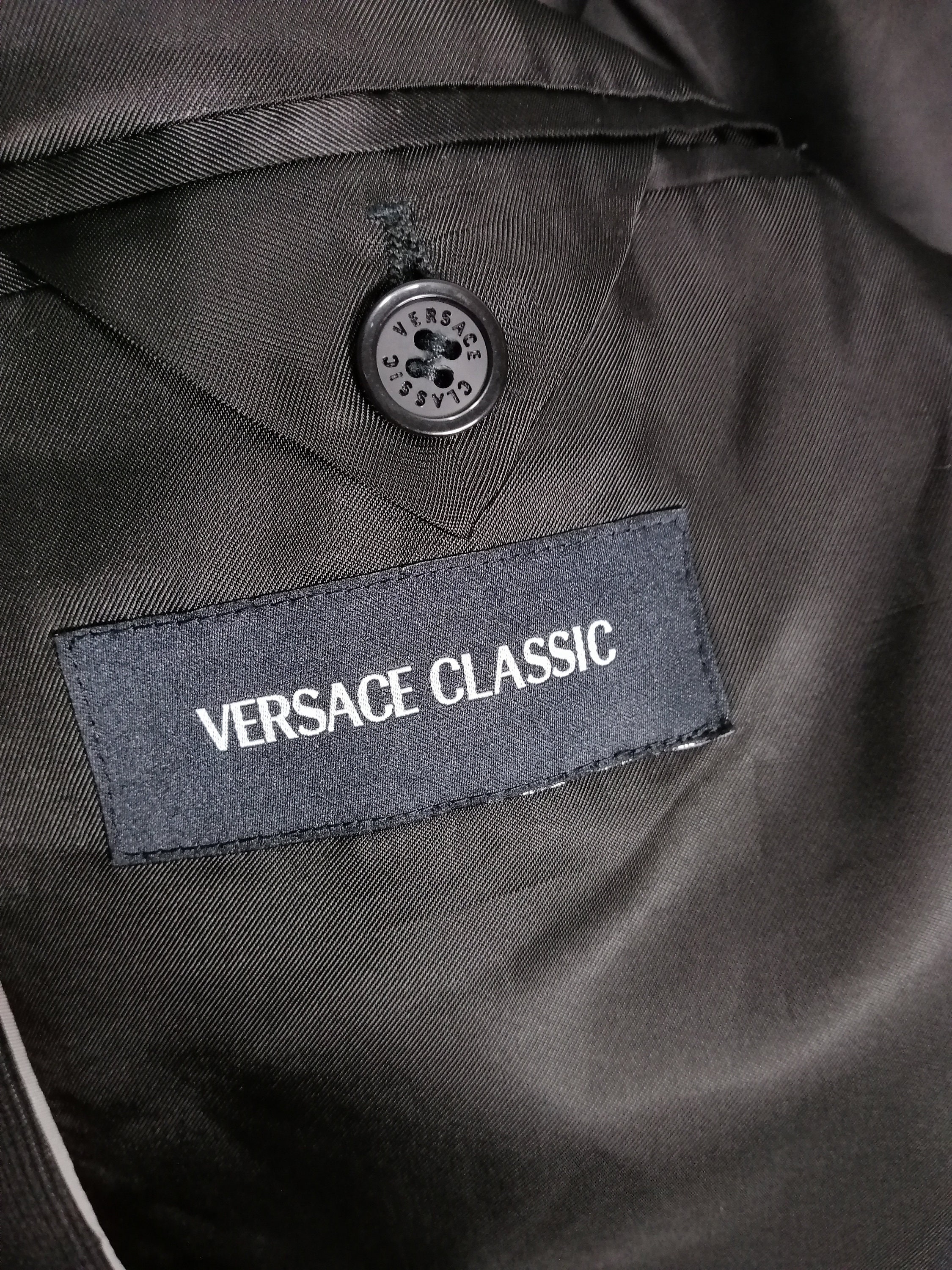 VERSACE CLASSIC Mens Blazer Wool Black Striped Two Button Suit Etsy