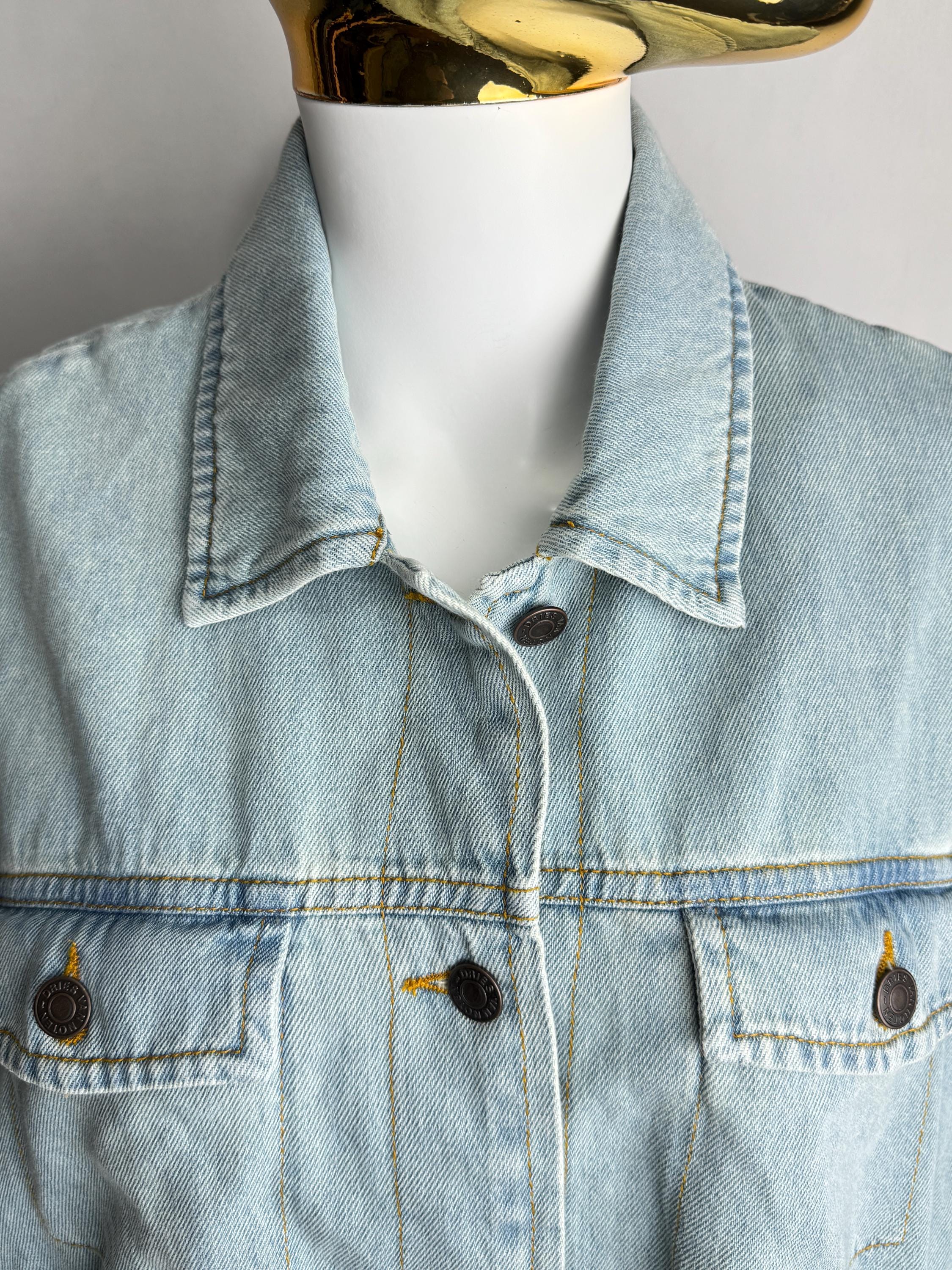 DRIES VAN NOTEN Round Denim Jacket, Y2K Designer Jean Jacket