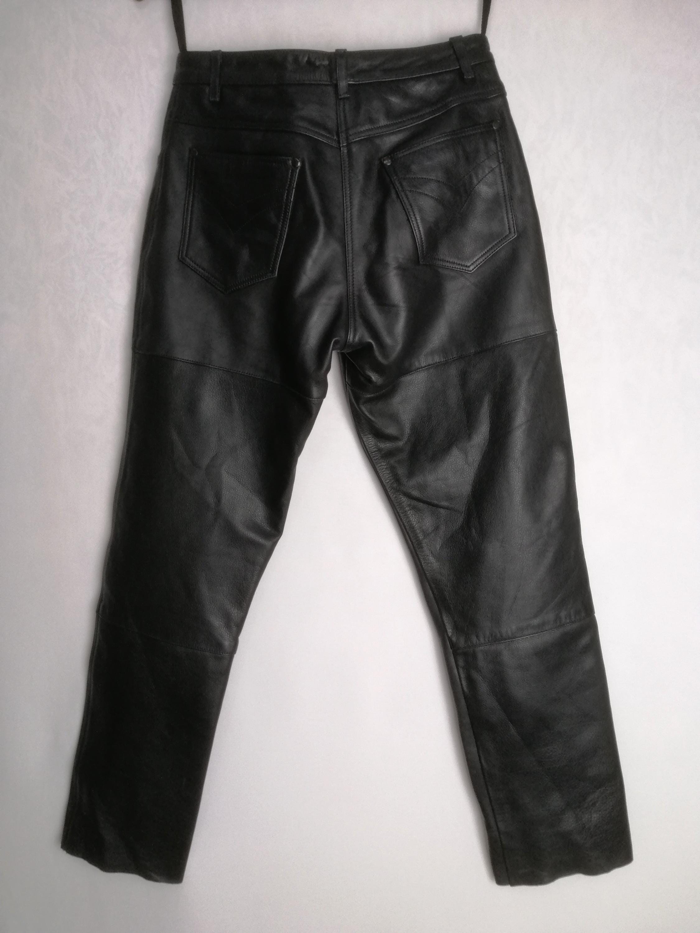 HEIN GERICKE Genuine Leather Pants, Women Black Leather Trousers 