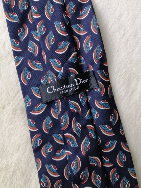 CHRISTIAN DIOR Vintage Mens Silk Neck Tie Paisley Print 90s Dior