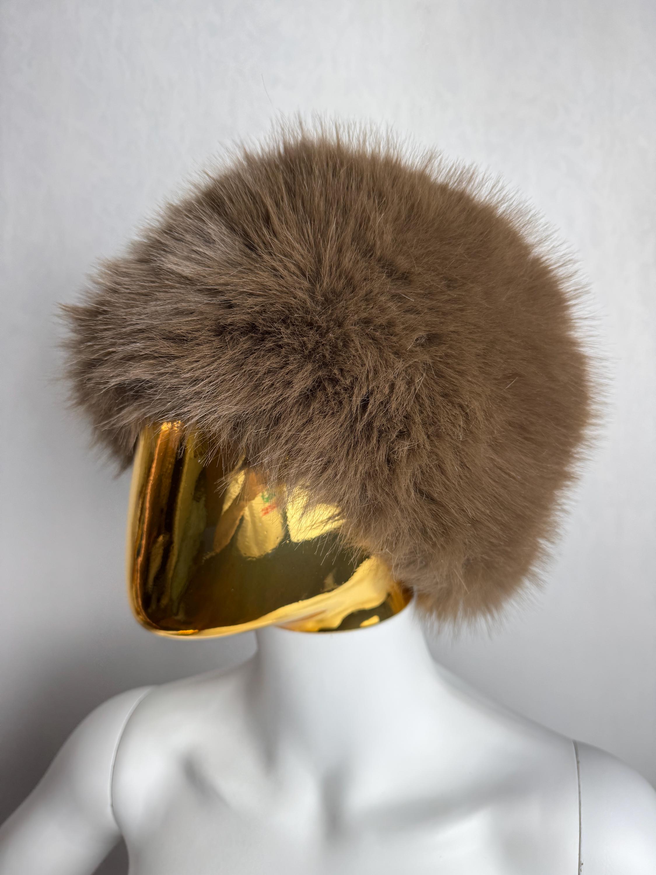 Vintage Real Fur Hat, 60s Russian Style Winter Hat, Brown  display picture 1