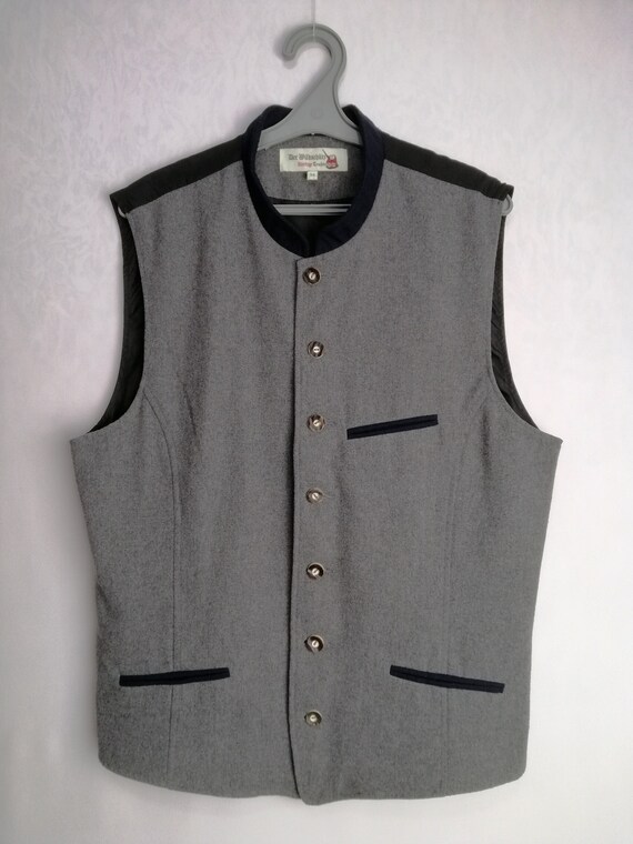 Austrian Wool Blend Vest Mens Sleeveless Jacket German