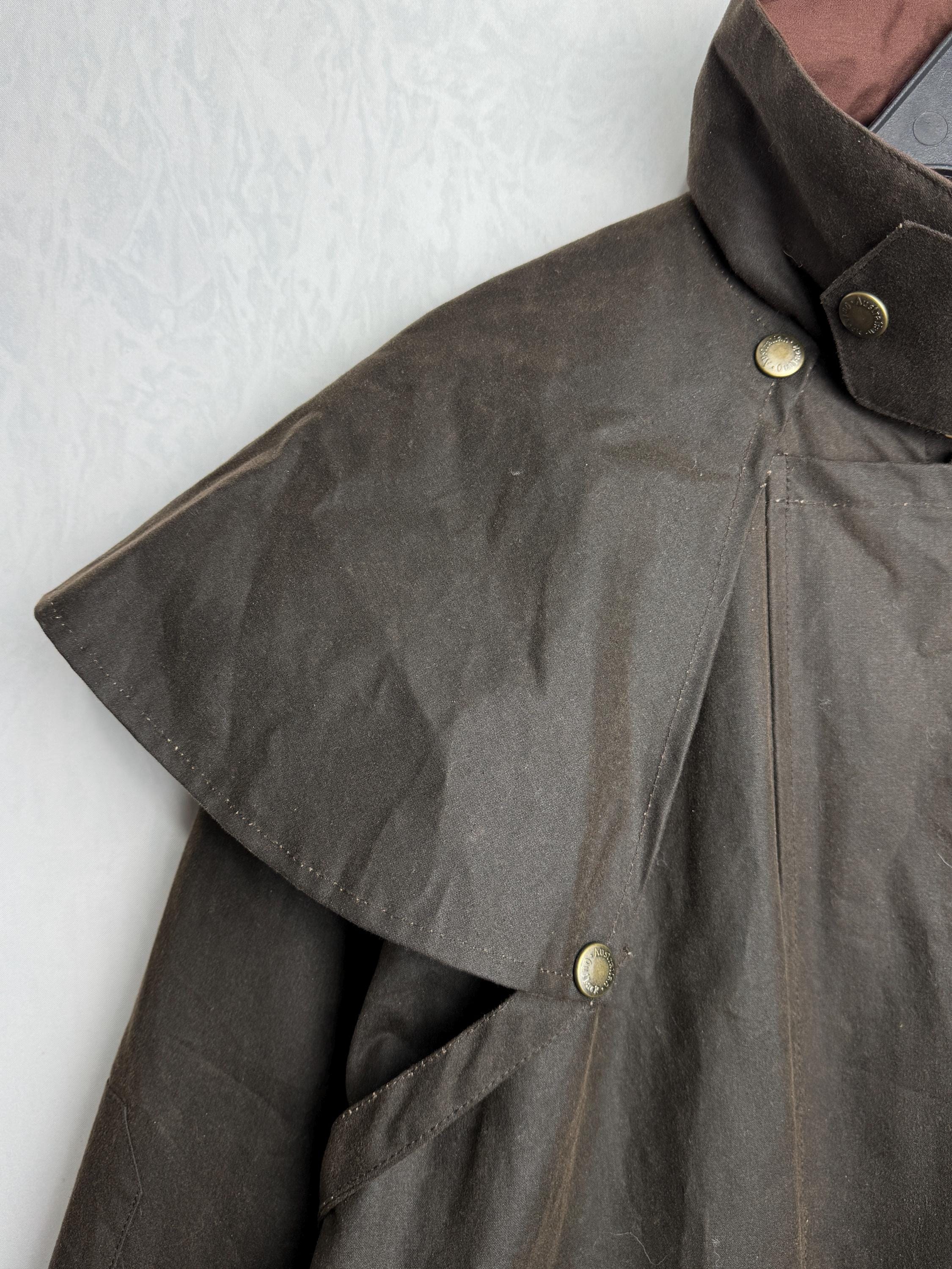 Australian Outback Mens Jacket, Brown Waxed Cotton Jacket, 80s