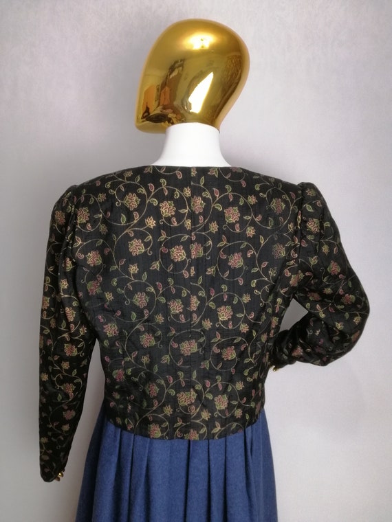 Puff Sleeve Dirndl Jacket, Silk Floral Austrian B… - image 3