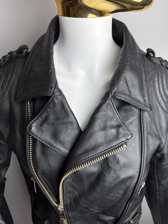 90s Womens Leather Jacket, Classic Biker Leather Jacket