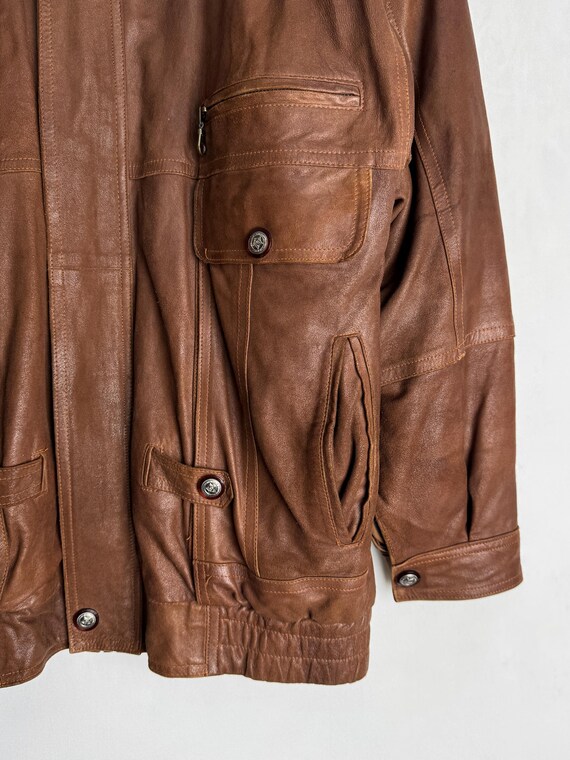 Vintage Black Buckle Italian Leather Jacket (M)