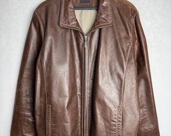 90s Mens Suede Jacket, Genuine Leather Zipped Jacket