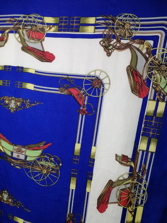 VINTAGE Silk Scarf Coach Carriage Print Pure Silk… - image 9