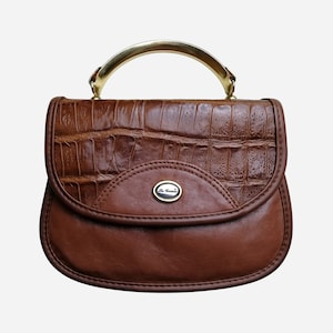 Made In Italy Vintage Shoulder Bag Eco Leather Crossbody Bag Brown Faux Leather Small Purse