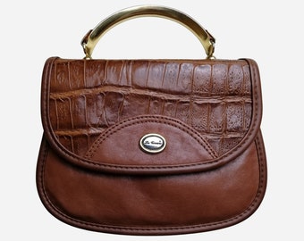 Made In Italy Vintage Shoulder Bag Eco Leather Crossbody Bag Brown Faux Leather Small Purse
