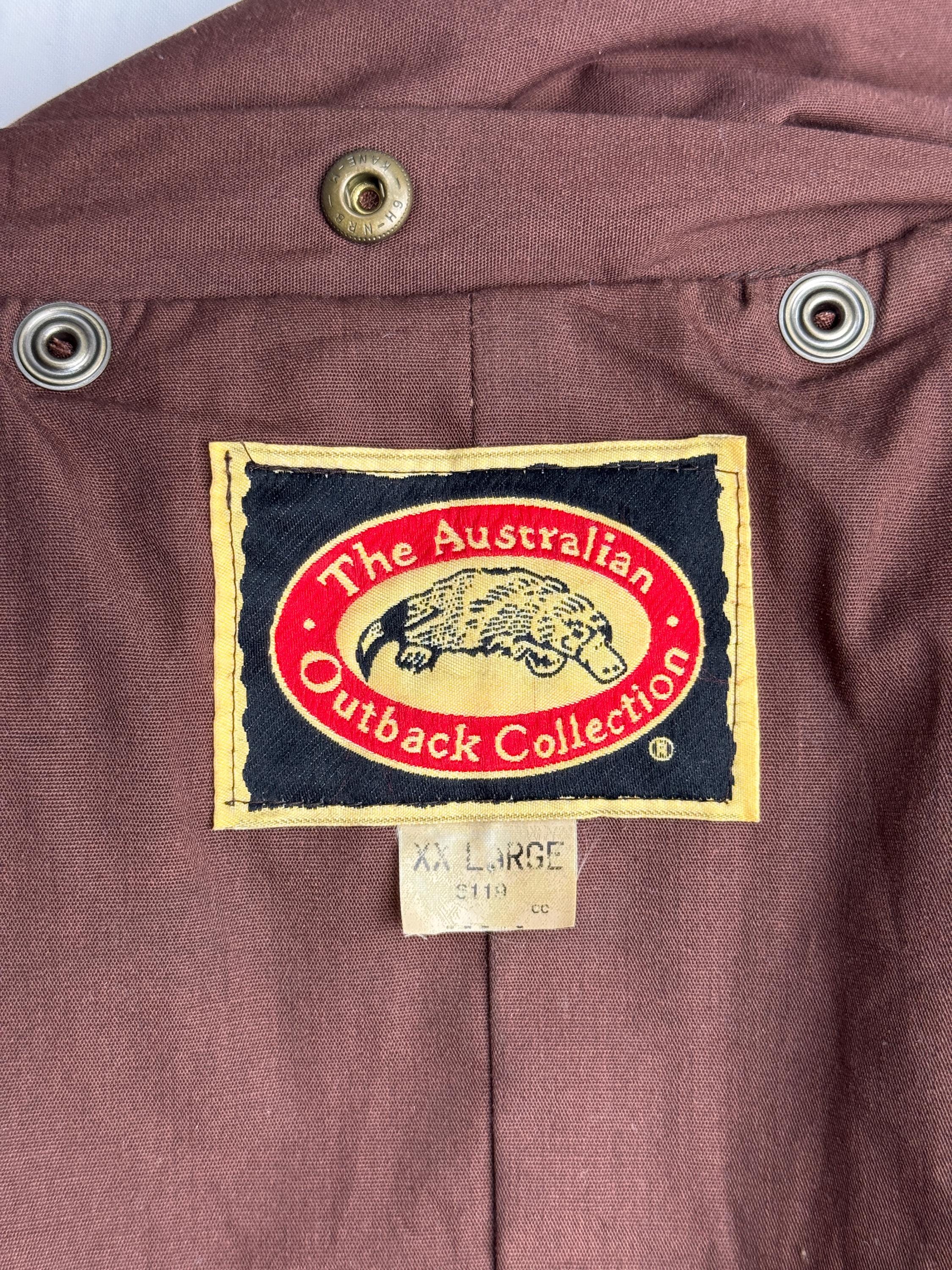 Australian Outback Mens Jacket, Brown Waxed Cotton Jacket, 80s