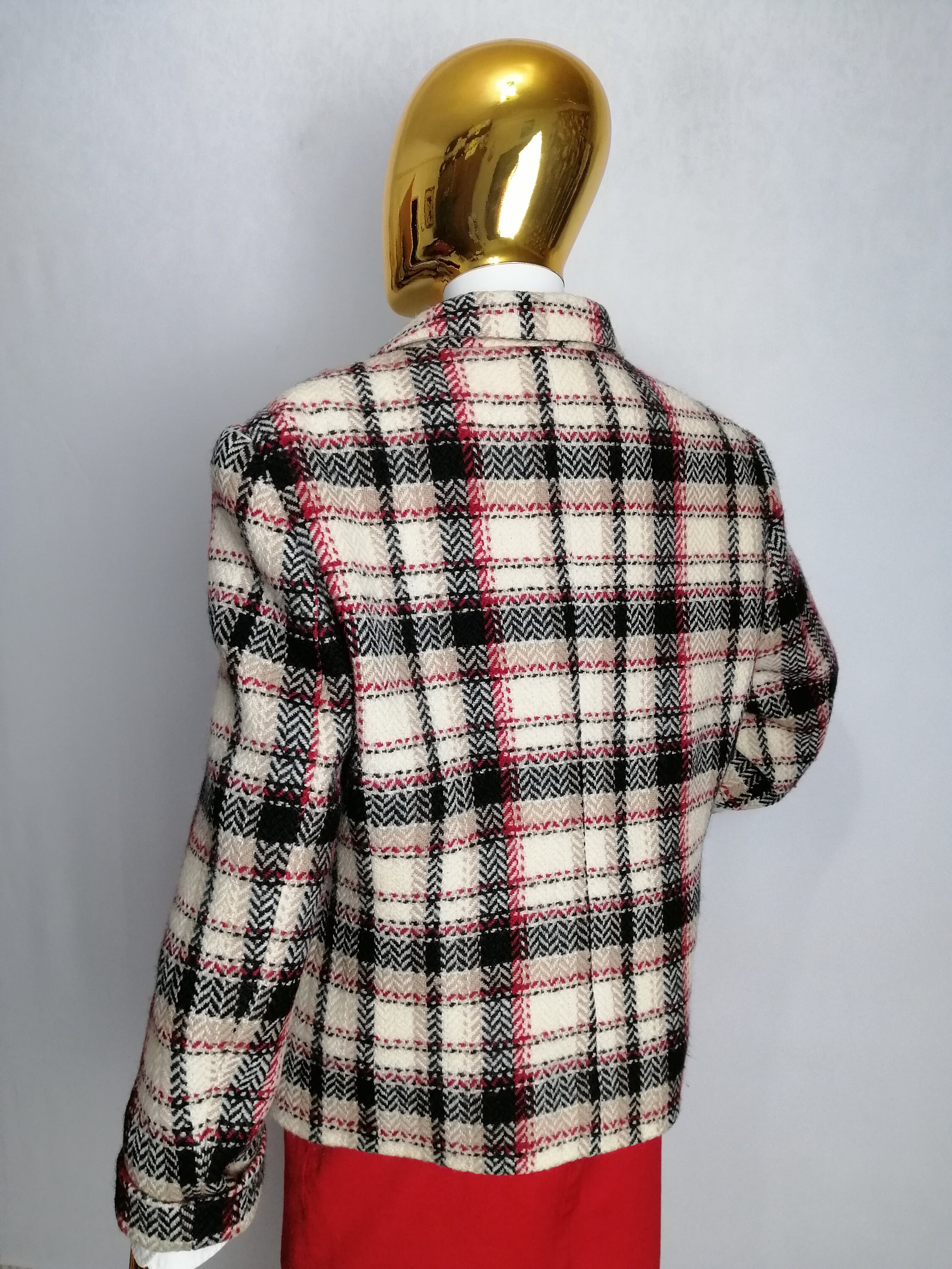 Pure Wool Plaid Jacket, Herringbone Check Blazer, 90s Pure Wool Plaid Jacket, Herringbone Check Blazer, 90s