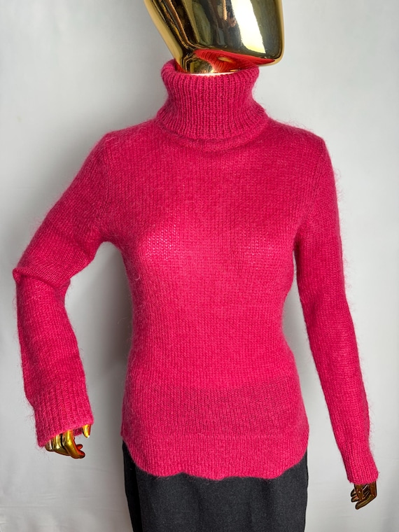 ニット+セーター humoresque soft turtle neck / pink Men's Solid Pink Pullover Cotton Blend Turtleneck Sweater – The