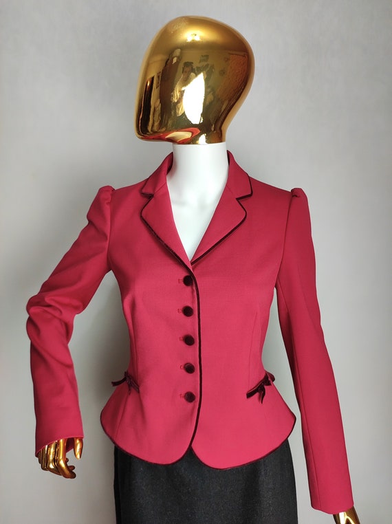 VALENTINO Puff Sleeve Blazer, Authentic Red Valen… - image 5