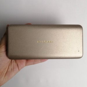 BVLGARI Vintage Eyewear Case, Bulgari Gold Clamshell Case, Italian Designer Sunglasses Case, Glasses Hard Case, Authentic Luxury Accessories
