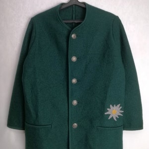 Boiled Wool Jacket, Austrian Edelweiss Wool Cardigan, Oktoberfest Trachten Coat, Tyrol Bavarian Sweater, Traditional Alpen Folk Jacket, XL