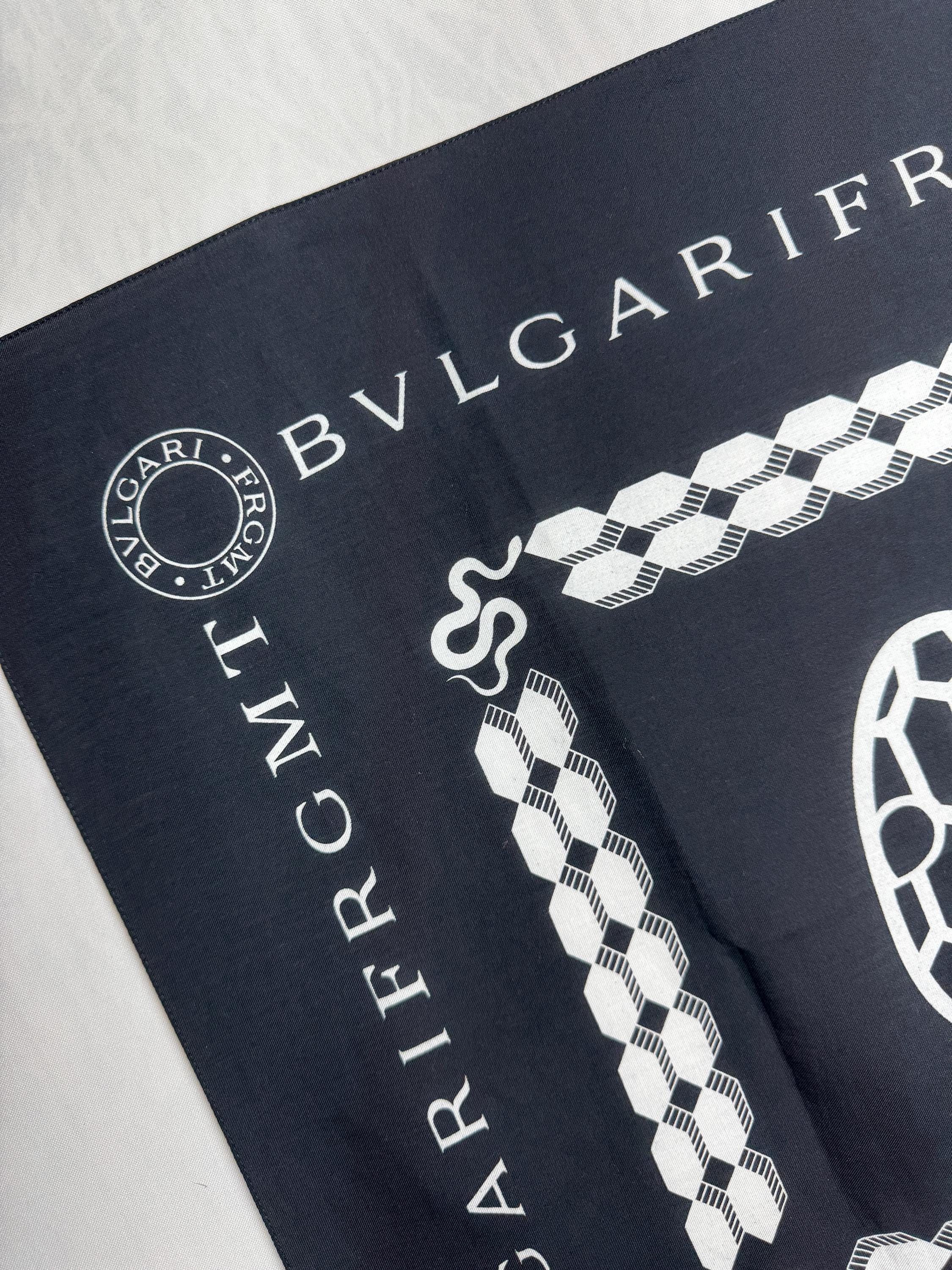 BVLGARI Monogram Bandana Scarf, Authentic Bulgari Square Scarf