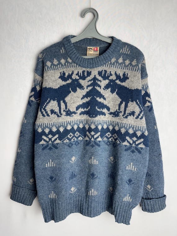 Nordischer Wollpullover, 80er Jahre Herren Pullover