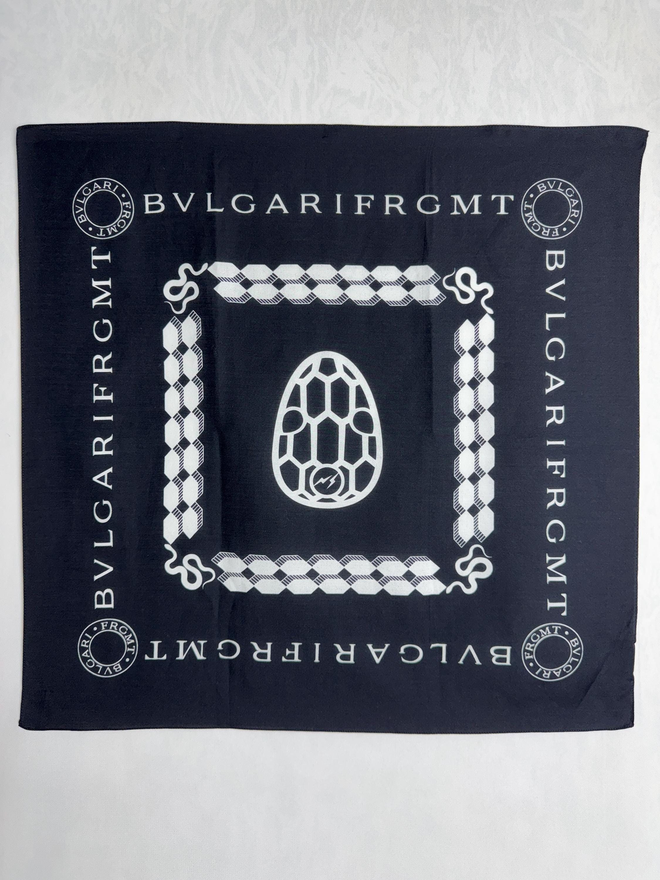BVLGARI Monogram Bandana Scarf, Authentic Bulgari Square Scarf