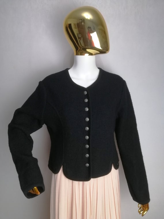 H.MOSER Boiled Wool Jacket, Austrian Trachten Bla… - image 1