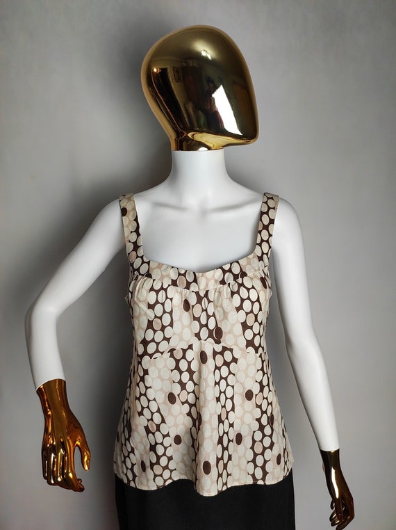Marni, MARNI Sleeveless Cotton Top, Geometric Pattern Summer Blouse, Y2K Luxury Designer Women Top, 90s Printed Camisole Tank Top, Made In Italy, M