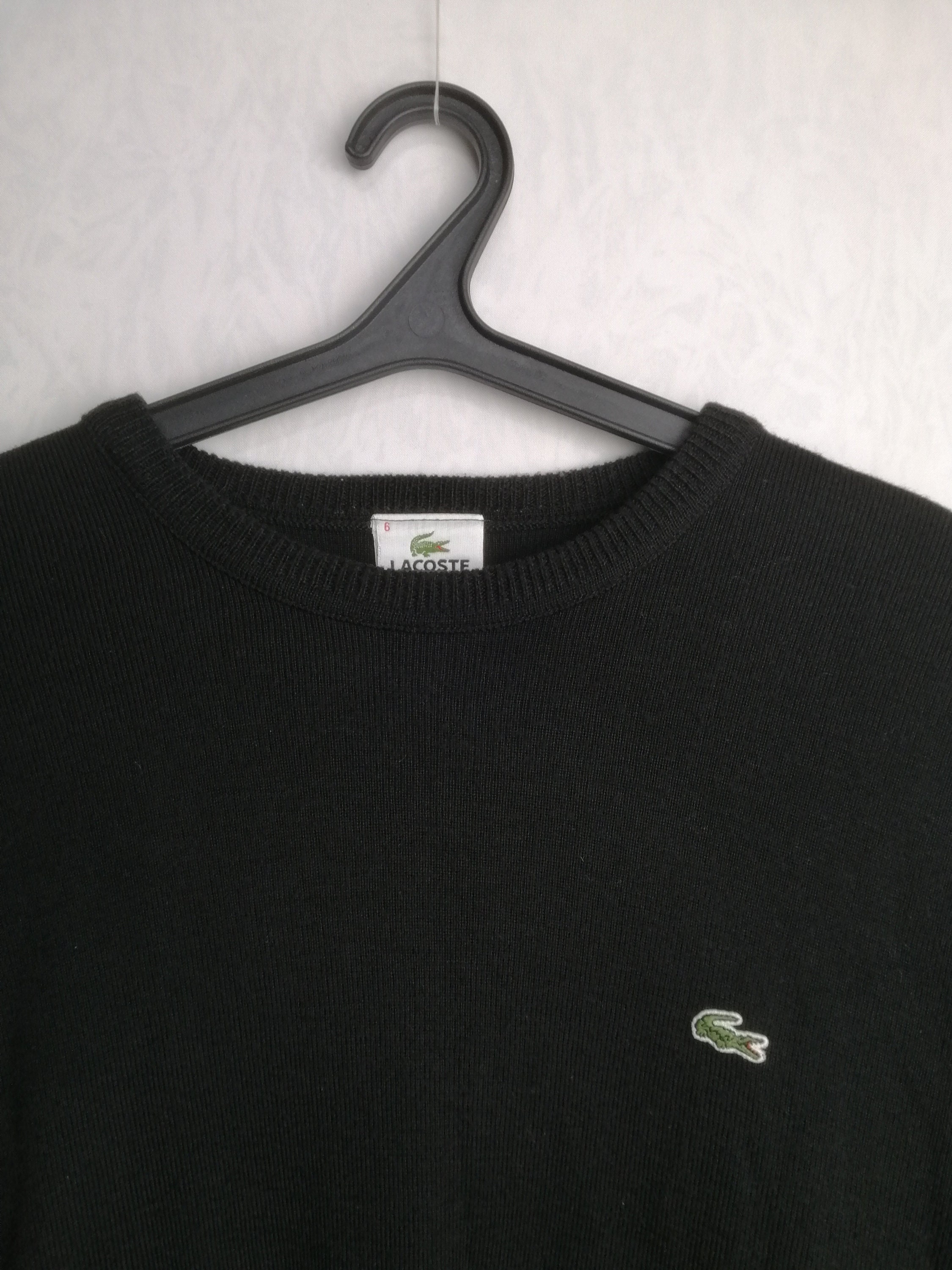 LACOSTE Wool Sweater 90s Mens Oversized Sweater Alligator Crocodile Logo Pullover Black Crewneck Jumper Grandpa Oldschool Sweater XL Etsy Canada